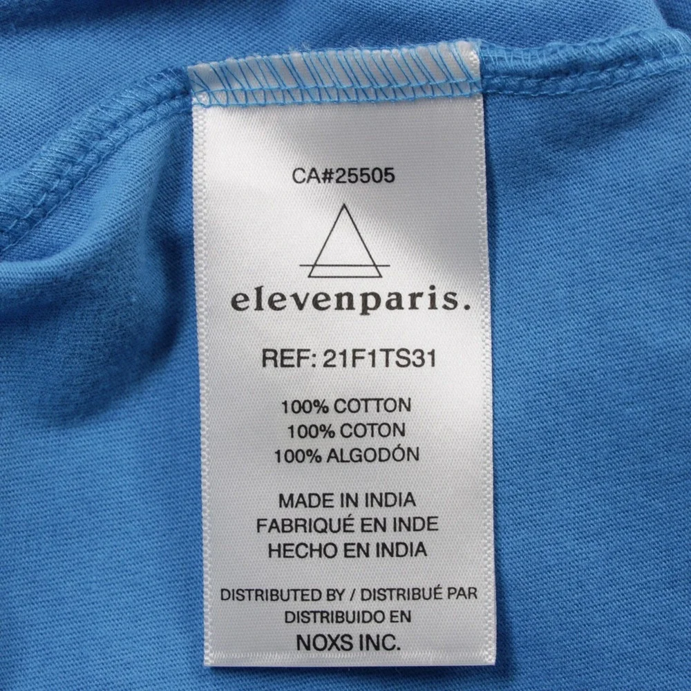 Eleven Paris Men's‎ Crew Neck Graphic T-Shirt Blue Short Sleeve Cotton Size M